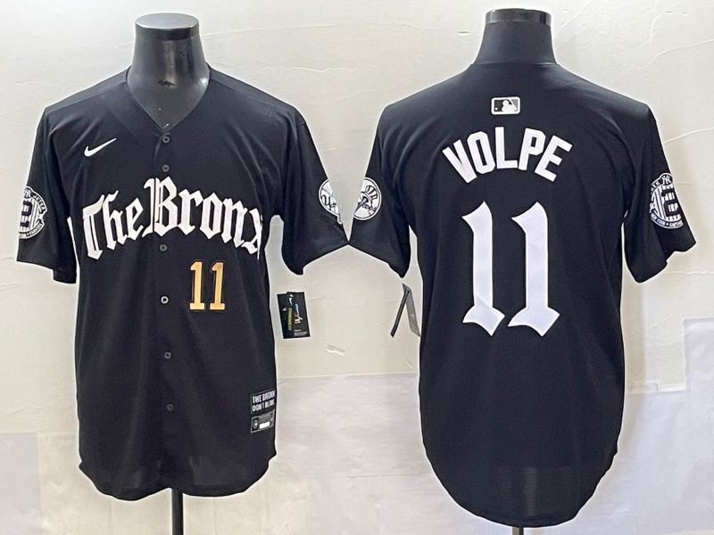 Men 2025 New York Yankees #11 Volpe Black Five generations Joint Name Nike MLB Jersey style 3